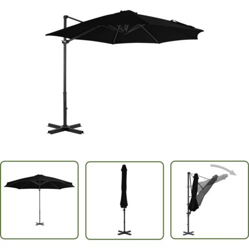  The Living Store Vrtni senčnik z aluminijastim drogom črn 300 cm - Previsni Senčnik, (21743446) Cene