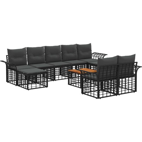 vidaXL Zunanja garnitura za sedenje 10 pcs Črna in Temno siva, (5000270312) Cene