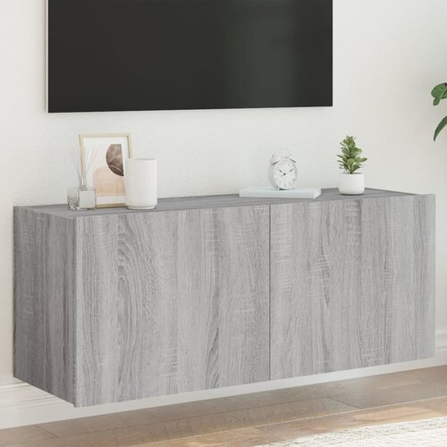 vidaXL Stenska TV omarica z LED lučkami siva sonoma 100x35x41 cm Cene