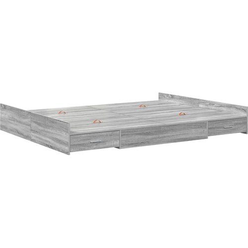  Krevet s ladicama Siva Sonoma 150 x 200 cm Konstruirano drvo Slike