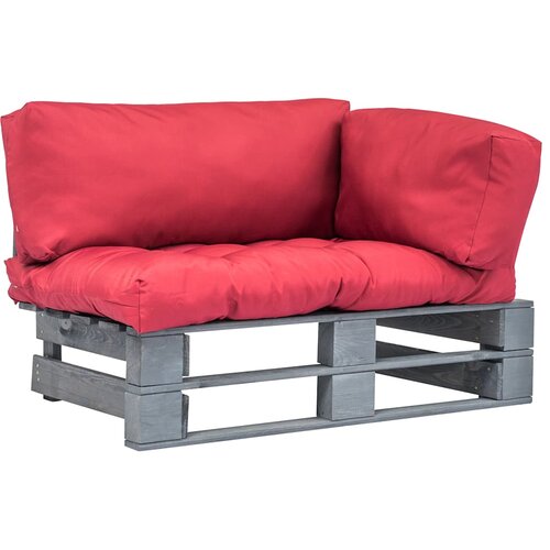  Vrtna sofa od paleta od borovine s crvenim jastucima Slike