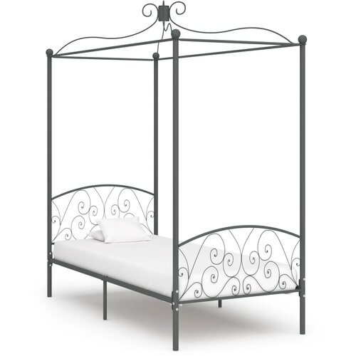 VidaXL Okvir za krevet s nadstre&amp;scaron;nicom sivi metalni 100 x 200 cm Slike