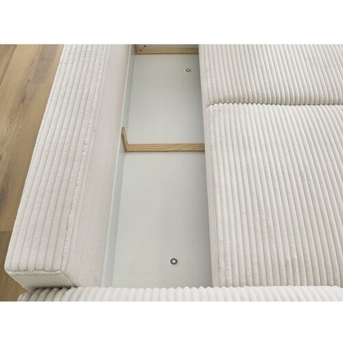 Bobochic Paris Kremno bela raztegljiva sedežna garnitura iz rebrastega žameta 257 cm Lucien &amp;ndash; Slike