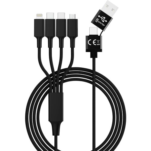 Smrter USB polnilni kabel USB-A vtič\, USB-C&reg; vtič\, USB-C&reg; vtič\, Apple Lightning vtič \, USB-mikro-B vtič 1.20 m črna _ELITE_C_BK, (20432720) Cene