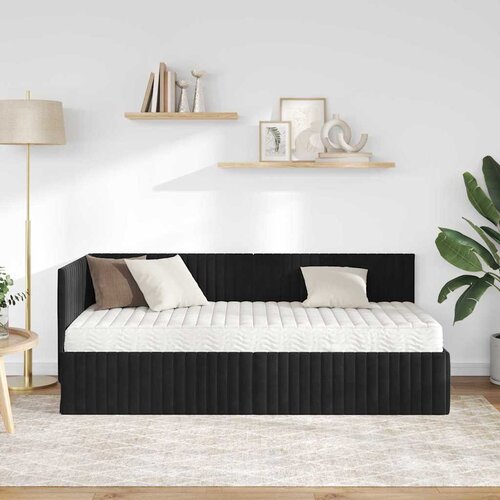  Kutni krevetni okvir s madracem 2 kom. Crna 90 x 190 cm Bar&amp;scaron;un Slike