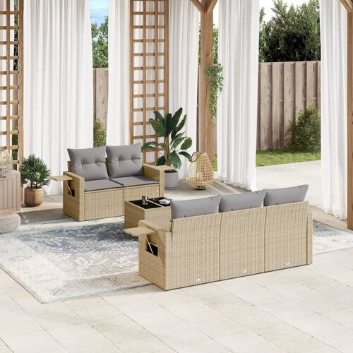  6-dijelni set vrtnih sofa s jastucima bež od poliratana 85 x 62 x 69 cm Cijene