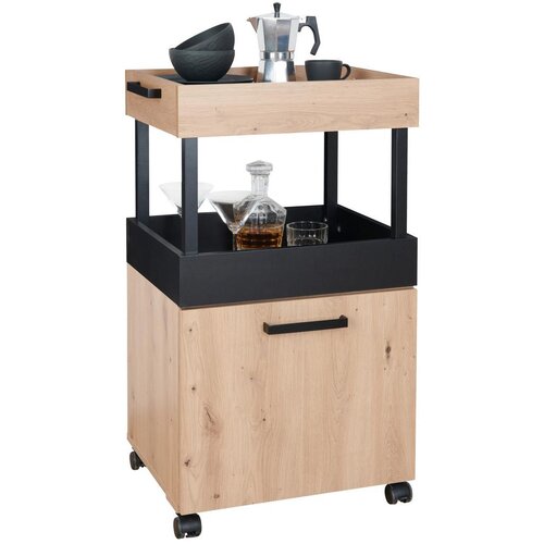 Mömax Servirni Voziček Home Bar, Barva Hrasta, Črna Cene