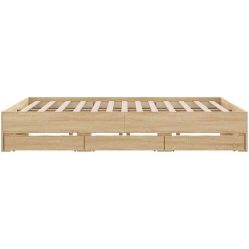  Okvir za krevet s ladicama boja hrasta 180x200 cm Smeđa 180 x 200 cm Slike