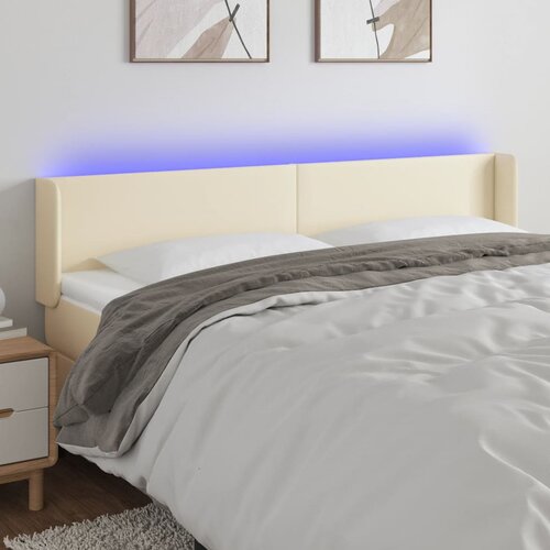 vidaXL LED uzglavlje krem 203x16x78/88 cm od umjetne kože Cijene