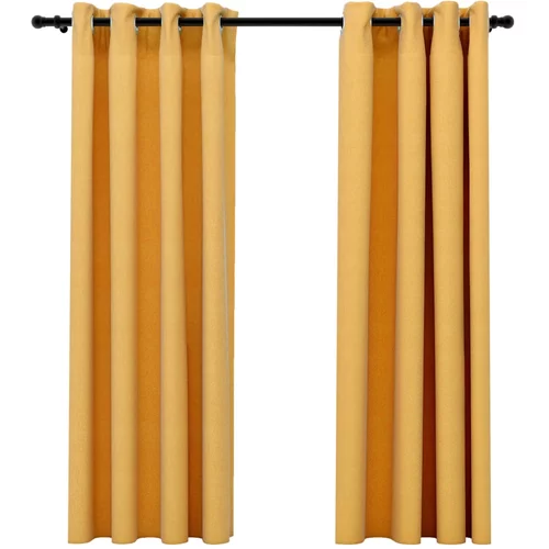 vidaXL Zatemnitvene zavese z obročki 2 kosa rumene 140x175 cm, (20768015)