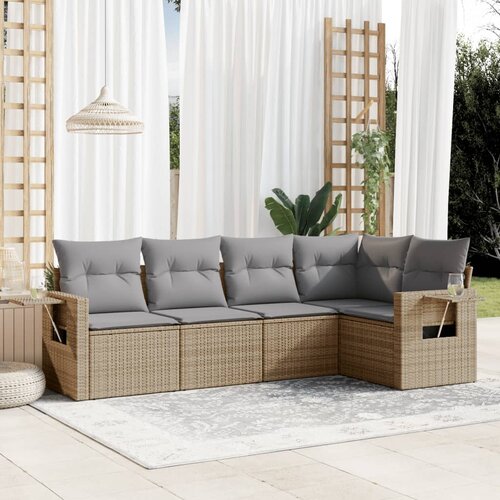 vidaXL 5-dijelni vrtni set sofa s jastucima bež od poliratana Cijene