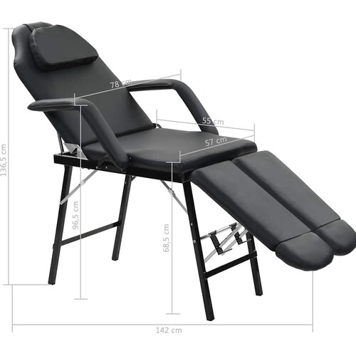  Prenosiva kozmetička stolica od umjetne kože 185 x 78 x 76 cm crna Slike