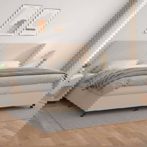  Krevet box spring s madracem cappuccino 200x200cm umjetna koža Slike