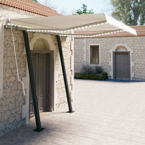 vidaXL Ročno zložljiva tenda z LED lučkami 3x2,5 m krem Cene