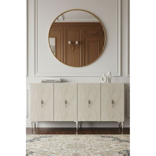 Hanah home komoda Salkım 150, 125 cm, bela / travertin / srebrna Cene
