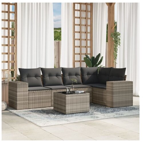 vidaXL 6-dijelni set vrtnih sofa od poliratana s jastucima svjetlosivi Cijene