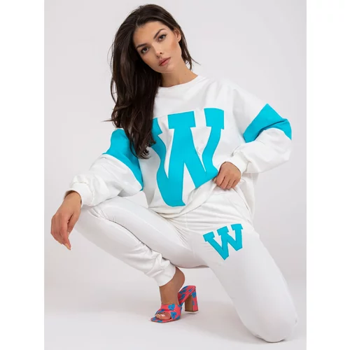 Fashion Hunters White and blue sweatshirt set with a round neckline