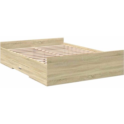  Okvir za krevet s ladicama boja hrasta 120x200 cm drveni Smeđa 120 x 200 cm Slike