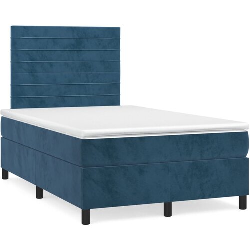 VidaXL Box spring postelja z vzmetnico temno modra 120x200 cm žamet, (20897301) Slike