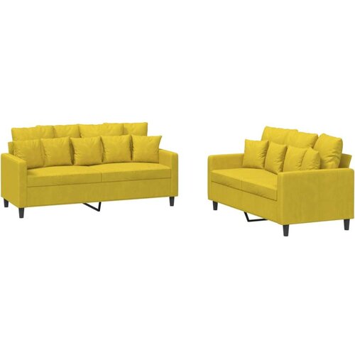  2-dijelni set sofa s jastucima žuti bar&amp;scaron;unasti Slike