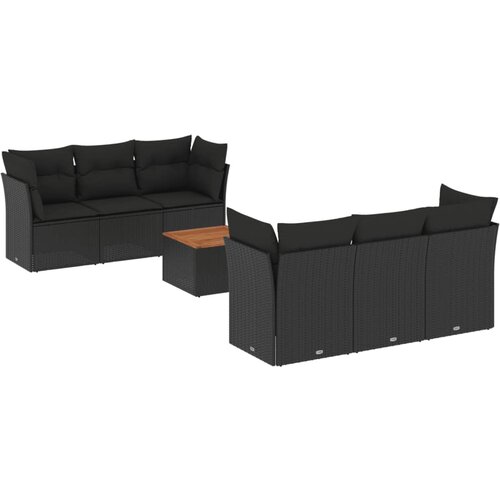 Maison Chic Seti vrtnega pohištva - Vrtna garnitura - Vrtni pohištvo set 7-delna z blazinami črn poli ratan, (21801313) Cene