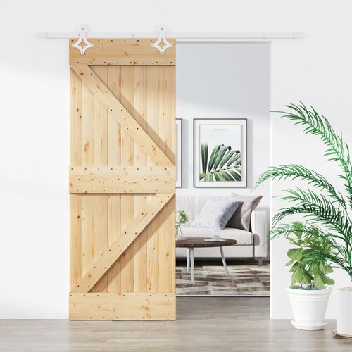 Furnova Drsna vrata s kompletom vodil 80x210 cm trdna borovina, (21945153) Slike