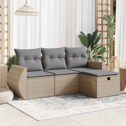  4-dijelni set vrtnih sofa s jastucima bež od poliratana Cijene