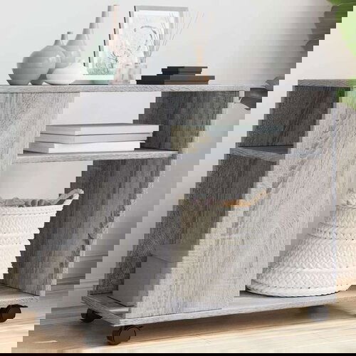 vidaXL Stranska mizica s kolesi siva sonoma 70x35x60 cm inžen. les Cene