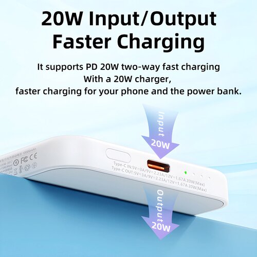 Remax Power bank Magnetic RPP-65 PD 20W+QC 15W Fast Charging 10000 mAh ljubicasti Slike