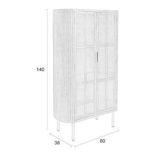 White Label vitrina iz masivnega kavčukovca v naravni barvi 80x140x38 cm yaz &amp;ndash; Slike