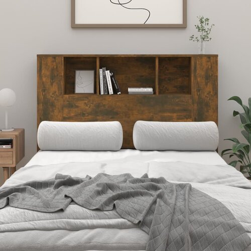 VidaXL Uzglavlje s ormarićem boja dimljenog hrasta 120x18,5x104,5 cm Slike