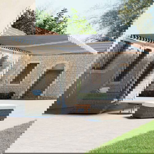vidaXL prostostoječa avtomatska tenda 600x300 cm modra/bela Cene