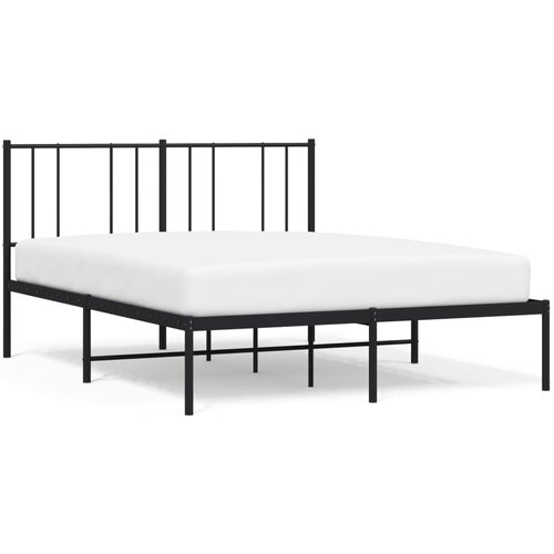 VidaXL Kovinski posteljni okvir z vzglavjem črn 135x190 cm, (20642496) Slike