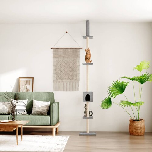 VidaXL Penjalica za mačke od poda do stropa svjetlosiva 250 5-276 5 cm Slike