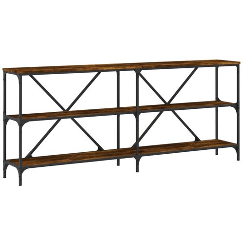 Maison Chic konzolna miza - miza ob steni dimljen hrast 180x30x75 cm inž. les in železo, (21786009) Cene
