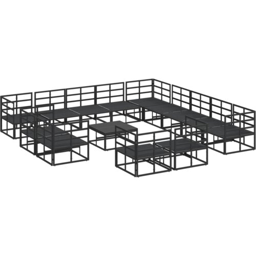 VidaXL Vrtna sedežna garnitura 14 pcs Črna 70 x 70 x 32 cm Aluminij Slike