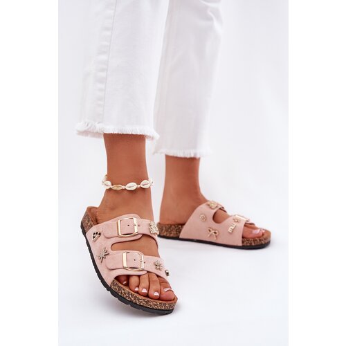 Boto Women's sandals on cork sole with buckles and embellishments light pink Efadelis Cijene