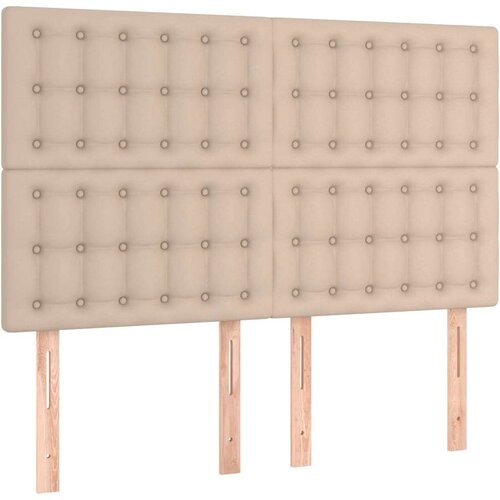 VidaXL Krevet s oprugama i madrac cappuccino 140x190cm od umjetne kože Slike