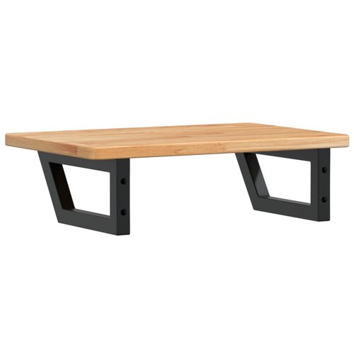  Zidna polica za umivaonik od čelika i masivne hrastovine Smeđa 60 x 40 x 2.5 cm Slike