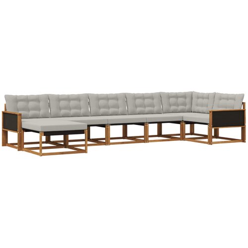 vidaXL Zunanja garnitura za sedenje 7 pcs Naravna in svetlo siva, (5000280360) Cene