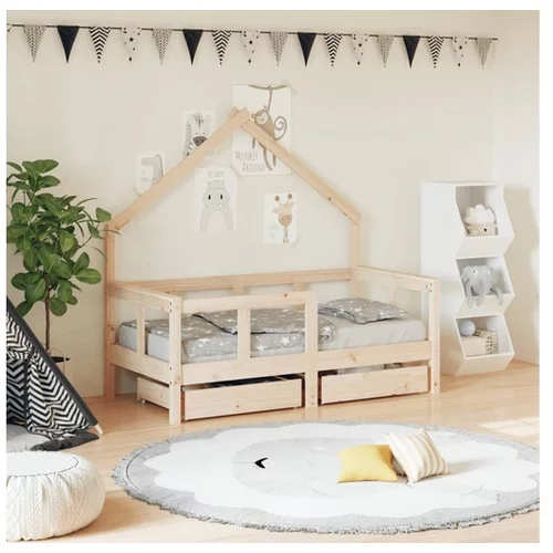 vidaXL Okvir za dječji krevet s ladicama 70x140 cm od masivne borovine