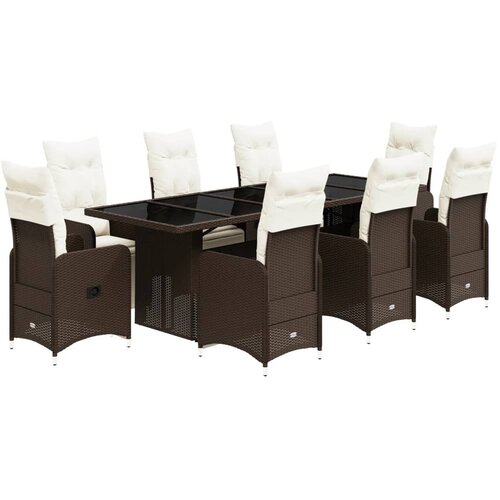 vidaXL Vrtna bistro garnitura 9-delna z blazinami rjav poli ratan, (21324073) Cene