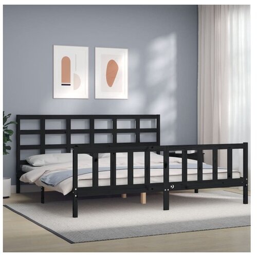 vidaXL Za krevet s uzglavljem crni 200 x 200 cm od masivnog drva Cene