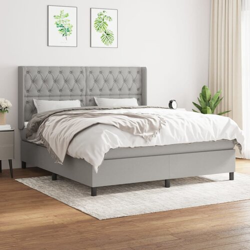 The Living Store Box spring postelja z vzmetnico svetlo siva 160x200 cm žamet - Box Spring Postelja, (21438354) Slike