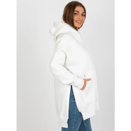 Fashion Hunters Ecru long kangaroo hoodie with ears