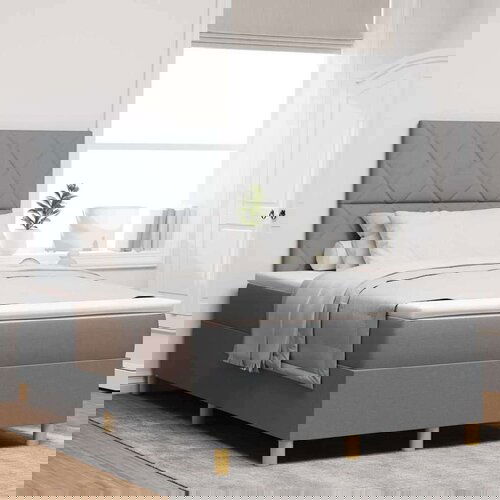 vidaXL Box Spring Krevet s Madracem & LED svjetlom Svjetlosiva 120x200 cm Tkanina Cijene