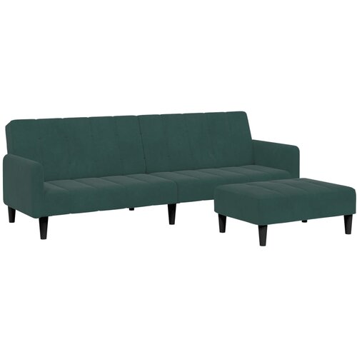 Maison Chic kavč - Sofa - Kanape dvosed z leži&amp;scaron;čem in stolčkom za noge temno zelen žamet, (21727677) Slike