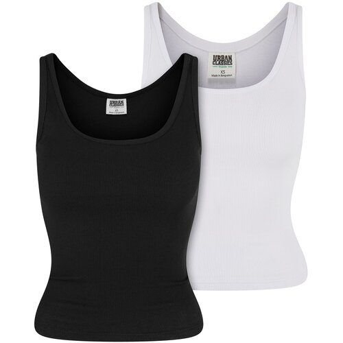 UC Ladies Women's Organic Basic Tank Top 2 Pack - Black + White Slike