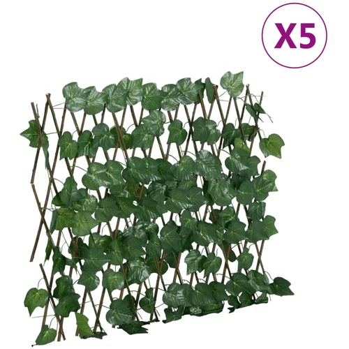 vidaXL Proširiva rešetka od lažnog lišća grožđa zelena 5 kom 190x60 cm