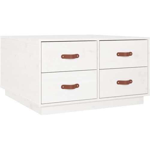 Maison Chic Klubska mizica - kavna mizica - Nizka mizica bela 80x80x45 cm trdna borovina, (21754393) Slike